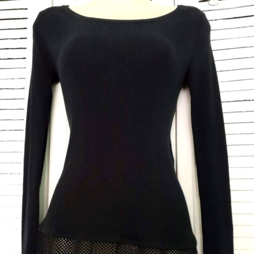Sandro Paris Long Sleeve Top with mesh inserts size 1 Small